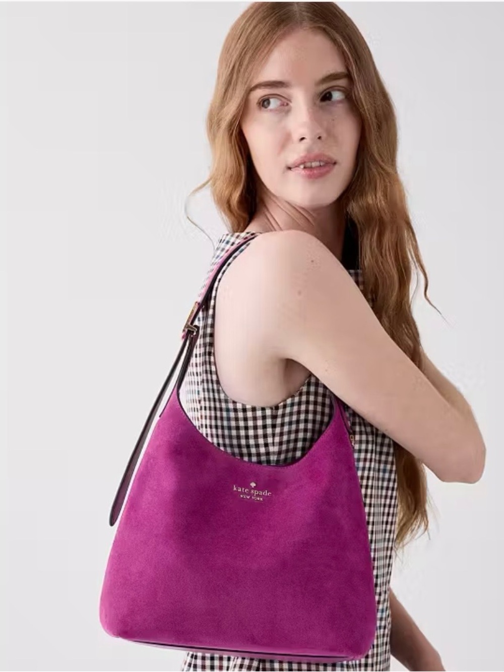 ♠️ Kate Spade 454 Suede Small Shoulder Bag- beet ♠️ - Picture 6 of 14